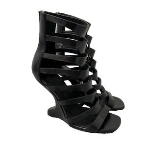 Rick Owens Heels Womens 39 US 8 Black Gladiator Strap Modern Edgy Going Out
